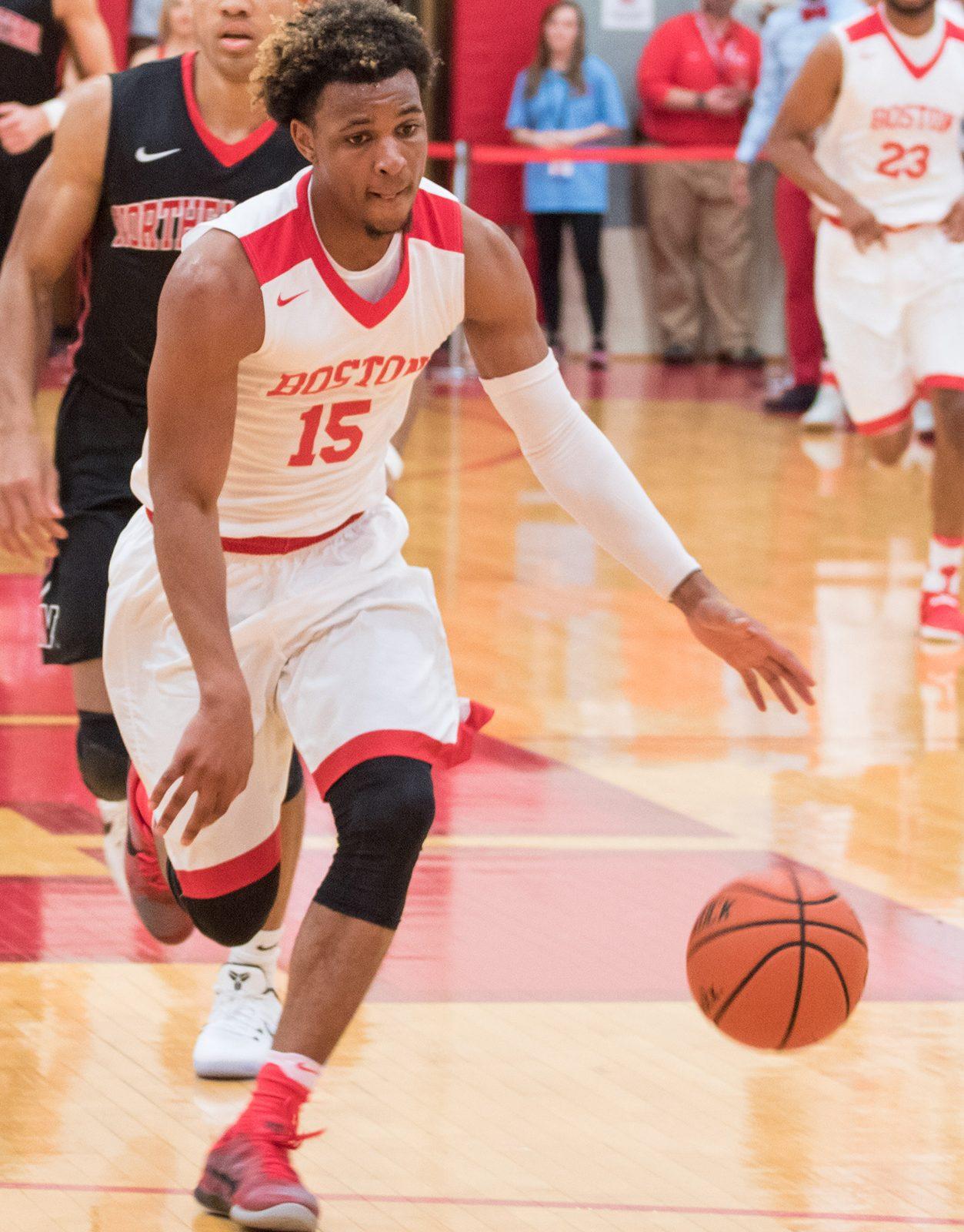 Junior guard Cheddi Mosely averaged 12.3 points over the three games this weekend. PHOTO BY JUSTIN HAWK/ DAILY FREE PRESS STAFF