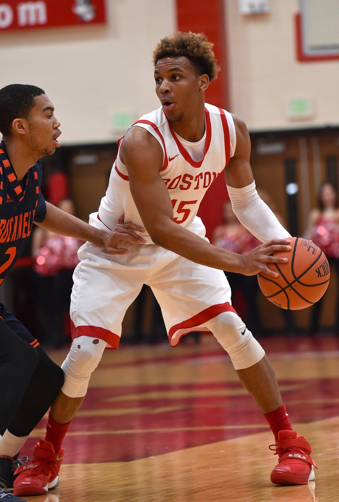 Sophomore guard Cheddi Mosely drained 20 points against the Eagles. PHOTO BY MADDIE MALHOTRA/DAILY FREE PRESS STAFF