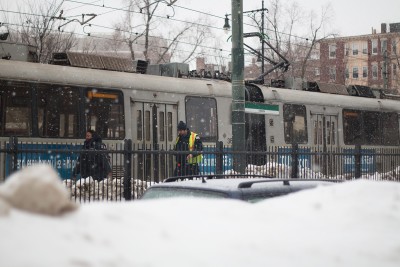 Massachusetts Gov. Charlie Baker and Massachusetts Bay Transportation Authority officials reported Wednesday on the MBTA winter resiliency plan at the MBTA emergency training center in South Boston. PHOTO BY OLIVIA NADEL/DFP FILE PHOTO