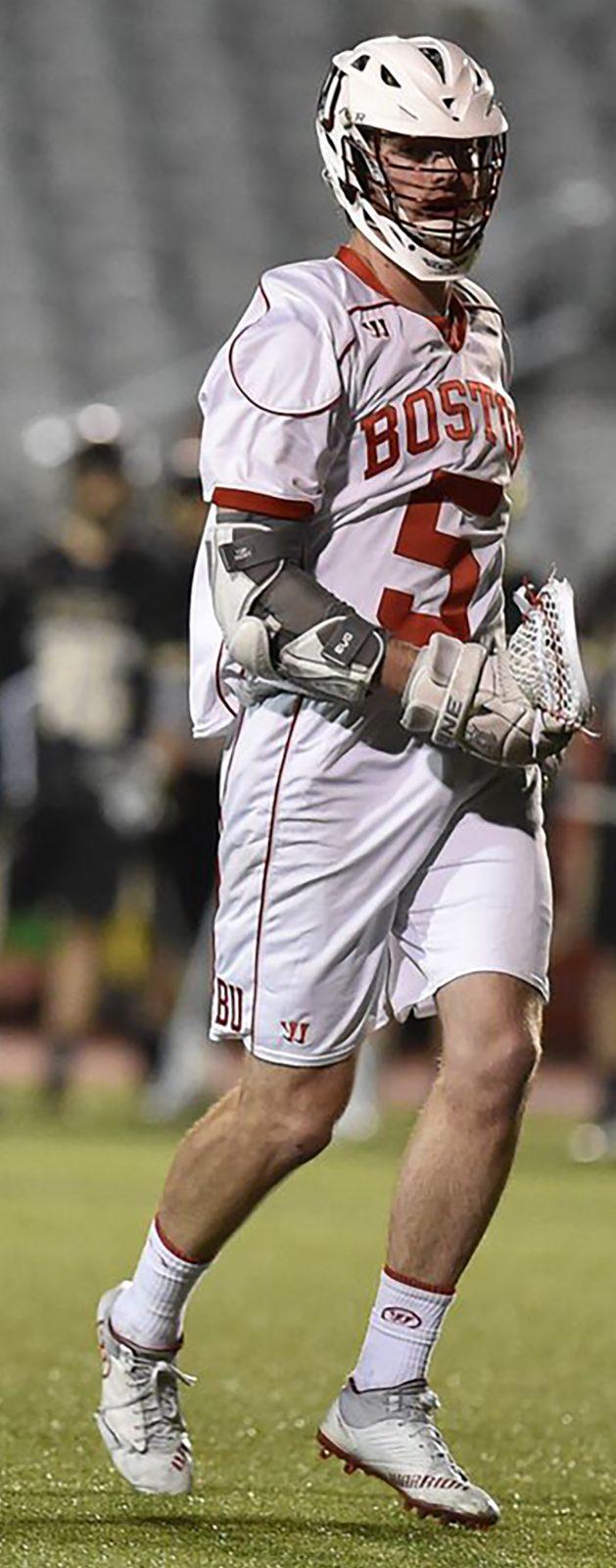 Senior midfielder Cal Dearth scored 3 goals and had 4 assists as he outperformed fellow Tewaarton Watch List member Morgan Cheek of Harvard. PHOTO BY MADDIE MALHOTRA/ DAILY FREE PRESS STAFF