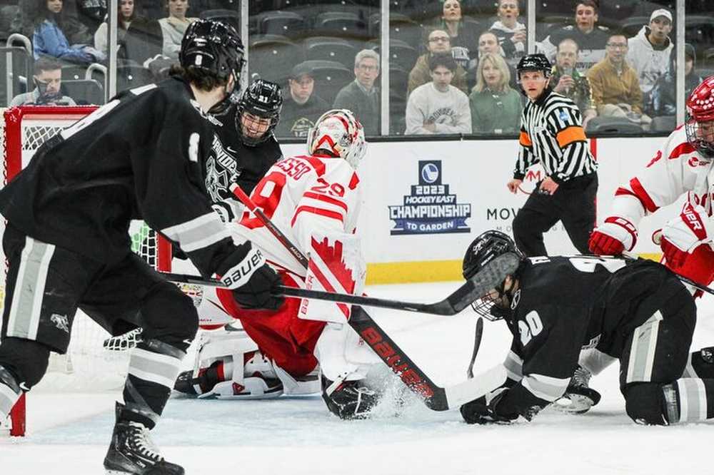 The Boston University men’s hockey team against Providence