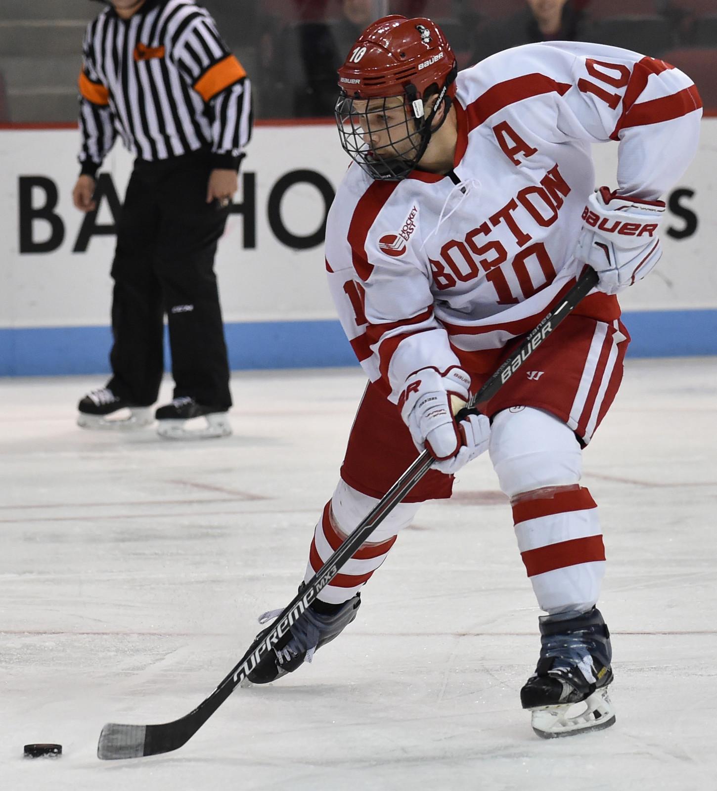 Senior Danny O'Regan has four power-play goals on the year. PHOTO BY MADDIE MALHOTRA/DFP FILE PHOTO