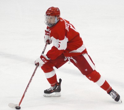 Senior Matt Grzelcyk scored the game-winner against Northeastern last year. PHOTO BY MADDIE MALHOTRA/DFP FILE PHOTO