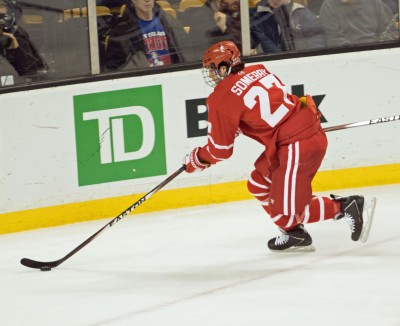 Doyle Somerby, next year's captain, anchored 2015-16's third D pairing. PHOTO BY JUSTIN HAWK/DAILY FREE PRESS FILE PHOTO