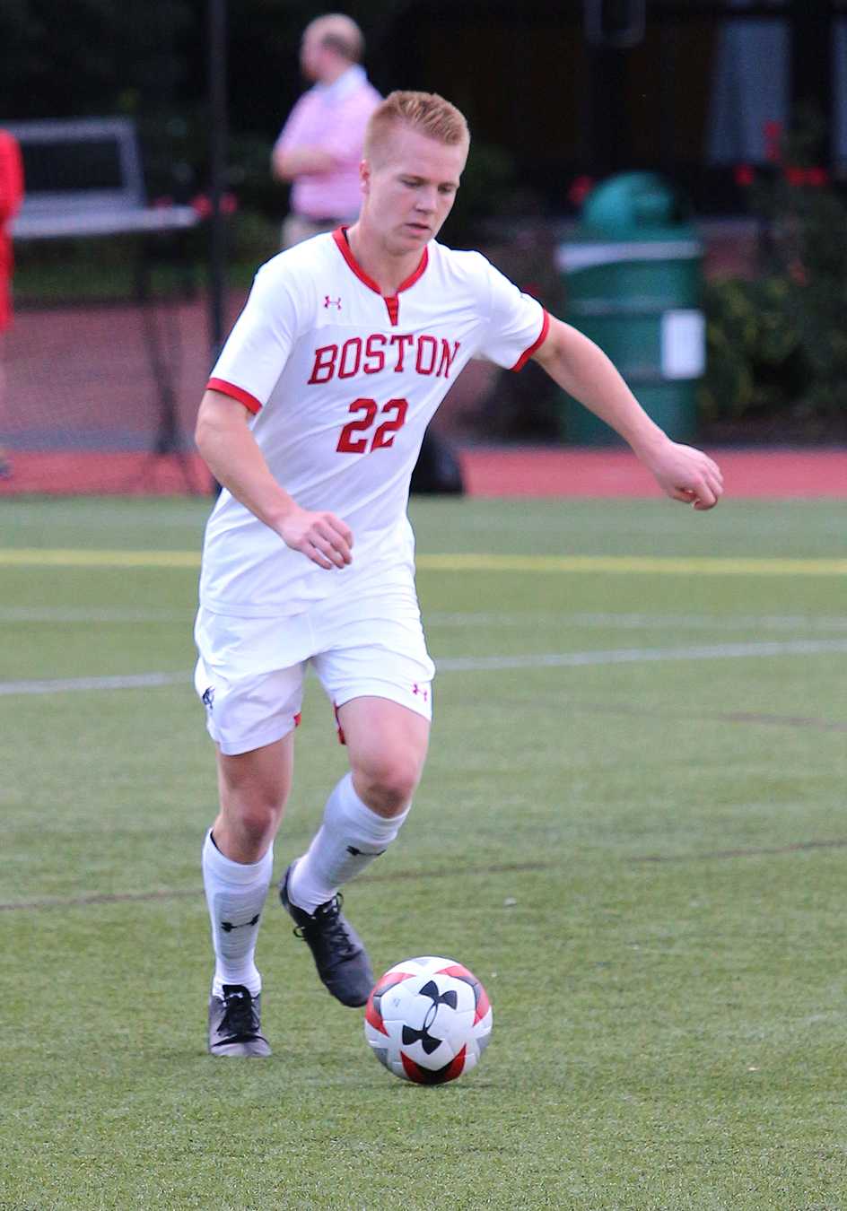 Freshman defender Nate Cole in a match against Lehigh University Sept. 29. Cole and the Terriers will look to pick up a win Wednesday against the College of the Holy Cross after dropping their last two games. MADISON EPPERSON/ DAILY FREE PRESS STAFF