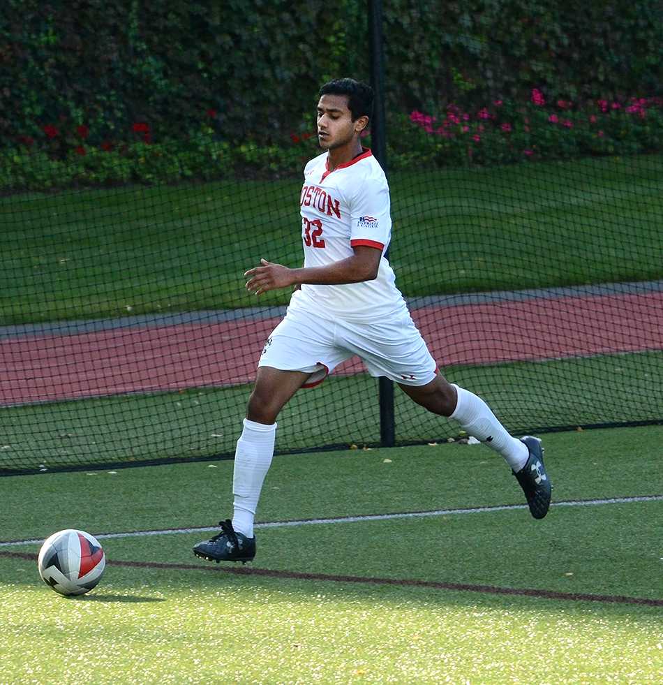 Junior midfielder Mana Chavali in Saturday’s scoreless match against Lafayette College. Chavali scored Boston University’s lone goal in Friday’s 3-1 loss to Loyola University Maryland. VIGUNTHAAN THARMARAJAH/ DAILY FREE PRESS STAFF 