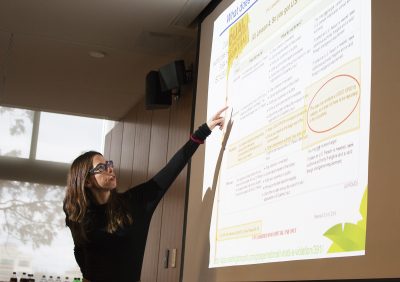 Sharon Goldberg, a computer science professor at Boston University, speaks about data collection during a discussion Monday afternoon in the School of Law. PHOTO BY KANKANIT WIRIYASAJJA/ DAILY FREE PRESS STAFF