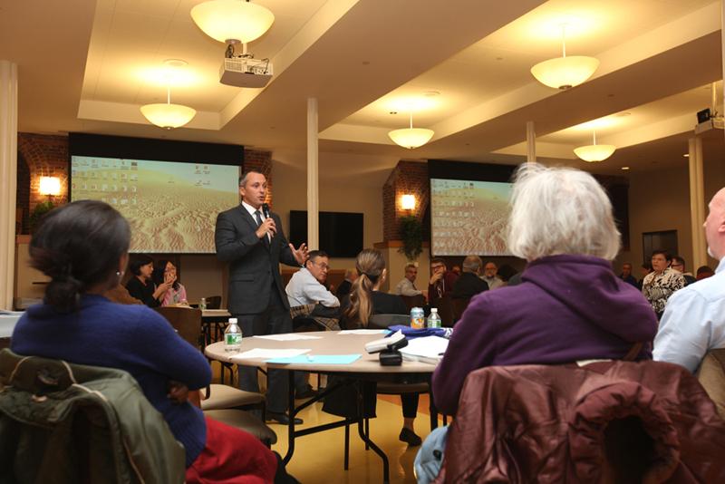 The Fenway Community Development Corporation hosts the Fenway Community Forum on Short-Term Rentals Tuesday night at St. Cecilia Roman Catholic Church. PHOTO BY JESS RICHARDSON/ DAILY FREE PRESS STAFF