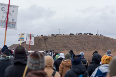 Protesters approach the Morton County Sheriff’s Department on Nov. 4 to fight against the Dakota Access Pipeline. PHOTO COURTESY SCOTTY SCHENK/ THE HUNTINGTON NEWS