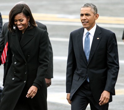 U.S. President Barack Obama and First Lady Michelle Obama arrive in Boston Monday. PHOTO BY ALEXANDRA WIMLEY/DAILY FREE PRESS STAFF 