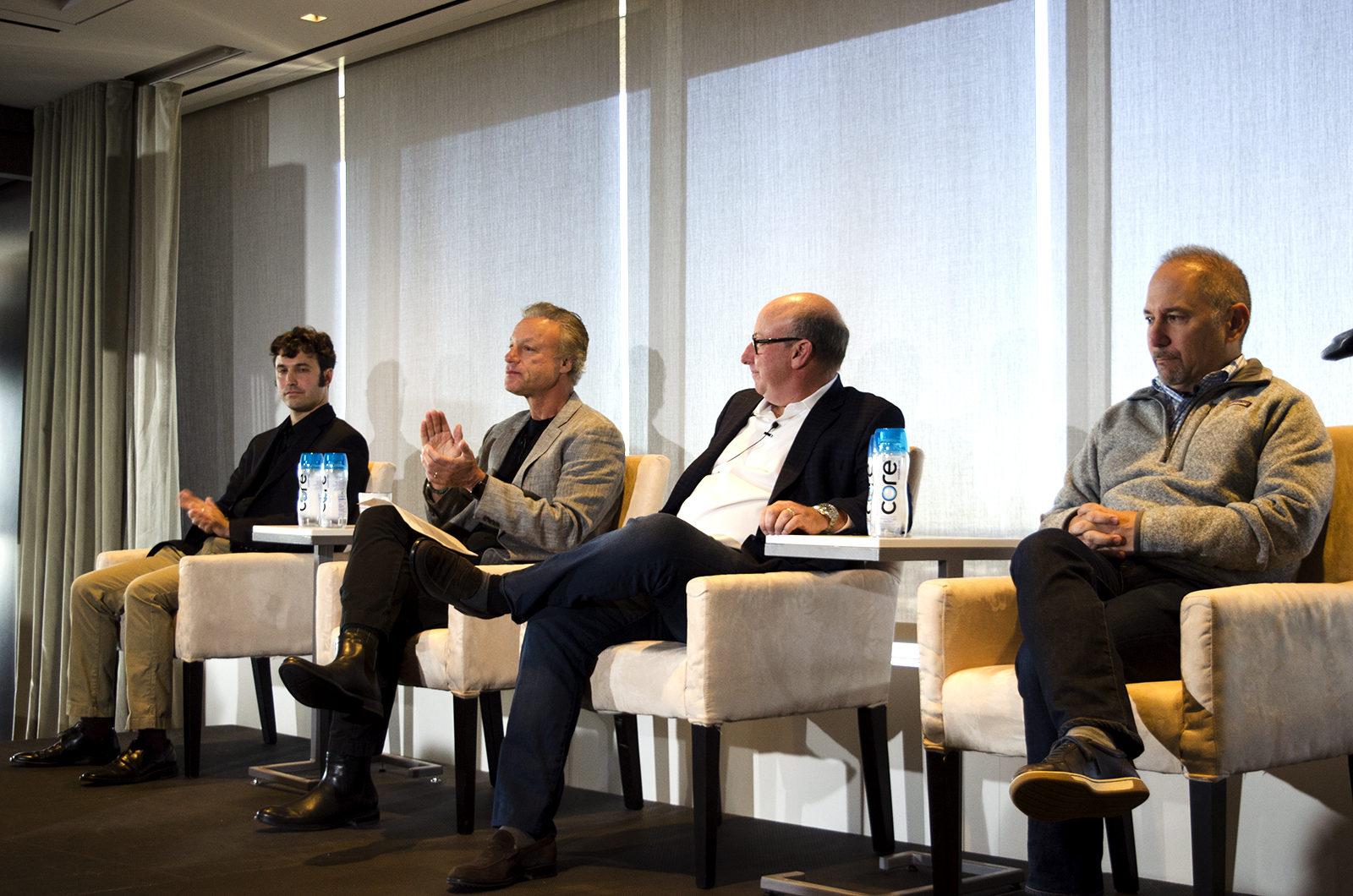 David Fialkow (second to left) moderates a panel on medicine in the digital age with Andrew H. Beck, Jeffrey Leiden and David Altshuler. PHOTO BY LAUREN FRIAS/ DAILY FREE PRESS STAFF