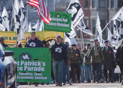The Veterans for Peace local chapter march in the St. Patrick's Day Peace Parade last year. PHOTO COURTESY OF PAT WESTWATER-JUNG