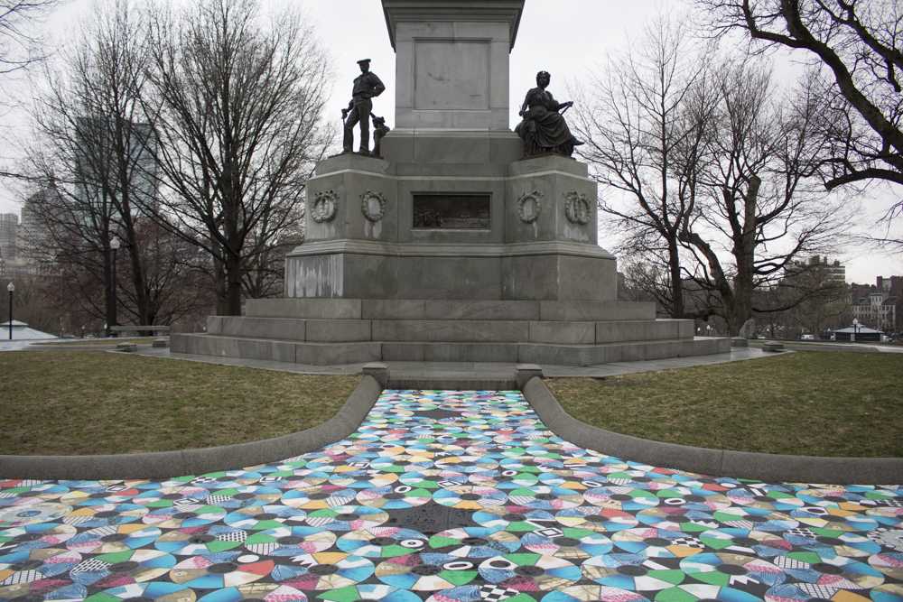 The “Pathways to Freedom” public art project on the Boston Common. The piece was put on display Wednesday and will be on view until May 2. PHOTOS BY SOFIA KOYAMA/DAILY FREE PRESS STAFF
