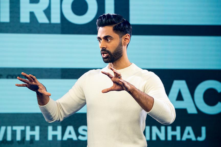 Netflix’s new comedy series, “Patriot Act with Hasan Minhaj,” premiered Sunday. COURTESY OF CARA HOWE/ NETFLIX