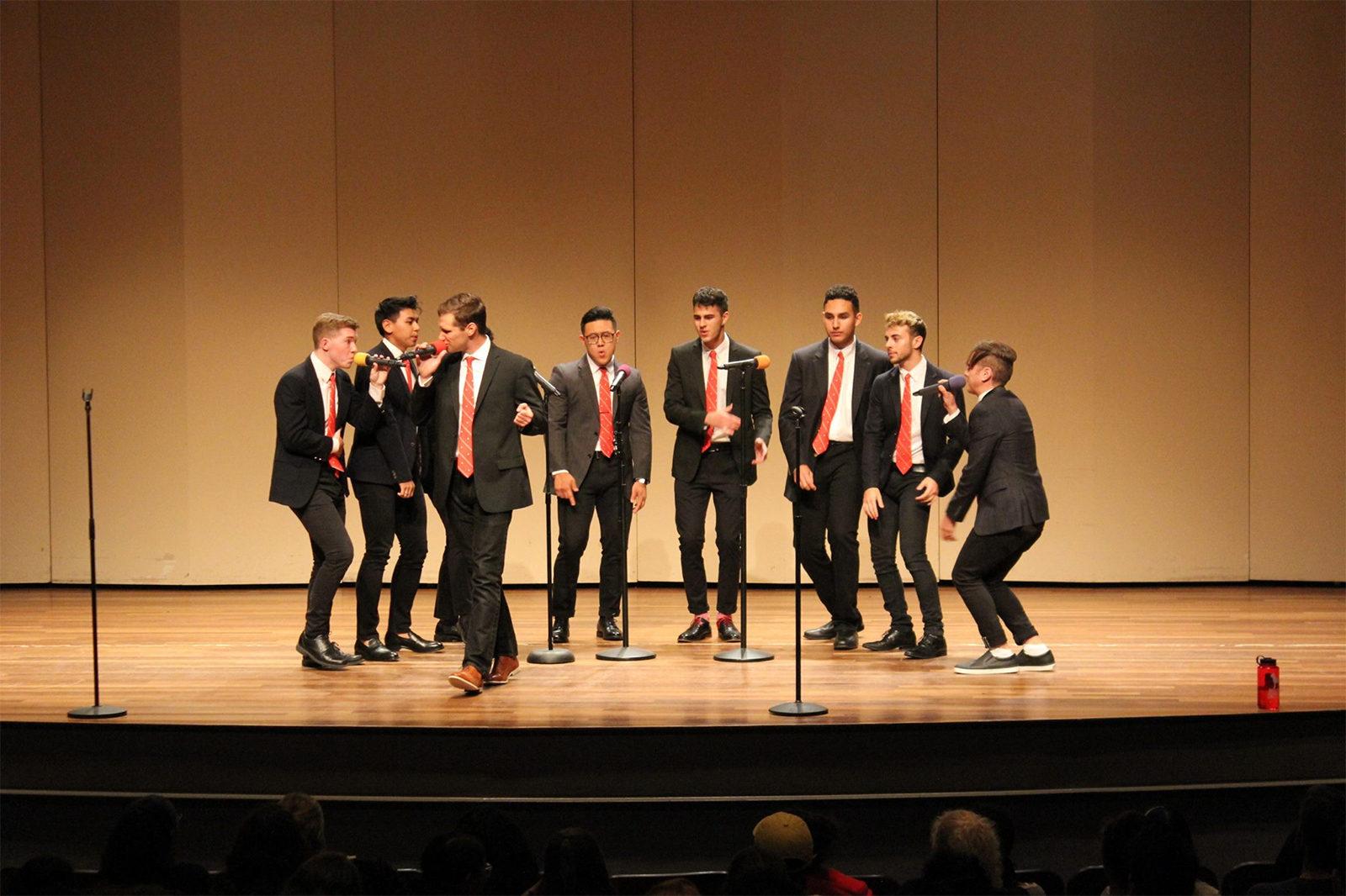A Cappella group The Dear Abbeys perform at the Student Activities Showcase hosted by the Student Activities Office Sunday night at the Tsai Performance Center. PHOTO COURTESY STUDENT ACTIVITIES OFFICE