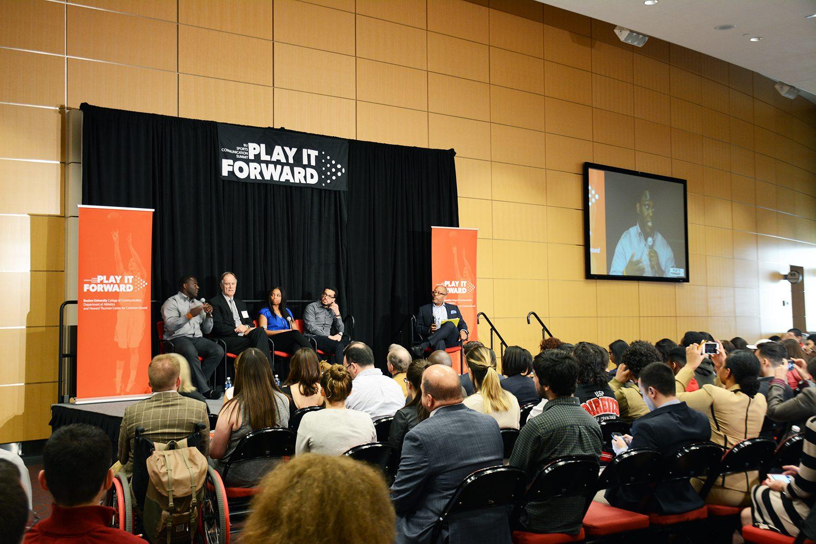 The second annual Play it Forward contest brought together leaders from the sports world and media to discuss how gender and race issues are embedded in sports culture. PHOTO BY JINGYI LIN/ DAILY FREE PRESS STAFF