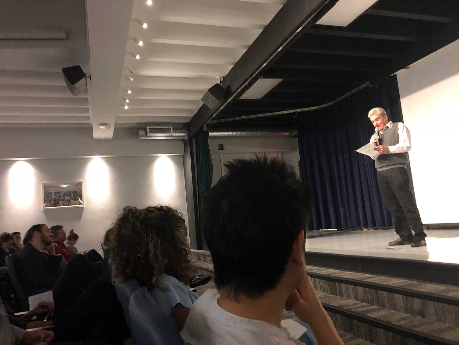 Robert Pinsky, the founder of the Favorite Poem Project, speaks to an audience prior to poetry readings. COURTESY OF LAURA MARRIS
