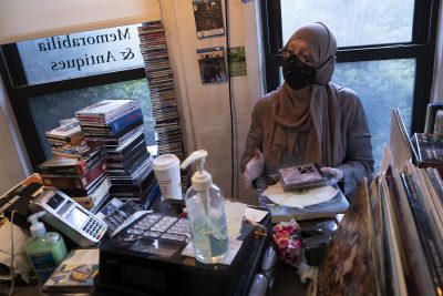 employee speaks with a customer at orpheus store