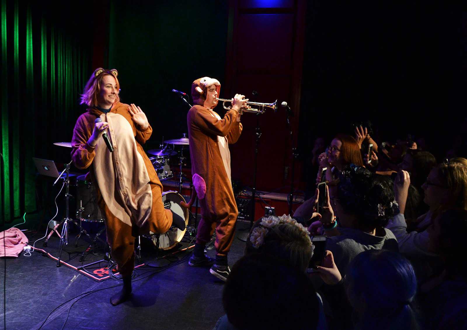 Dressed in a monkey costume, viral YouTube star Tessa Violet performs at The Red Room at Cafe 939 on Oct. 19, 2016. PHOTO BY CHLOE GRINBERG/ DFP FILE