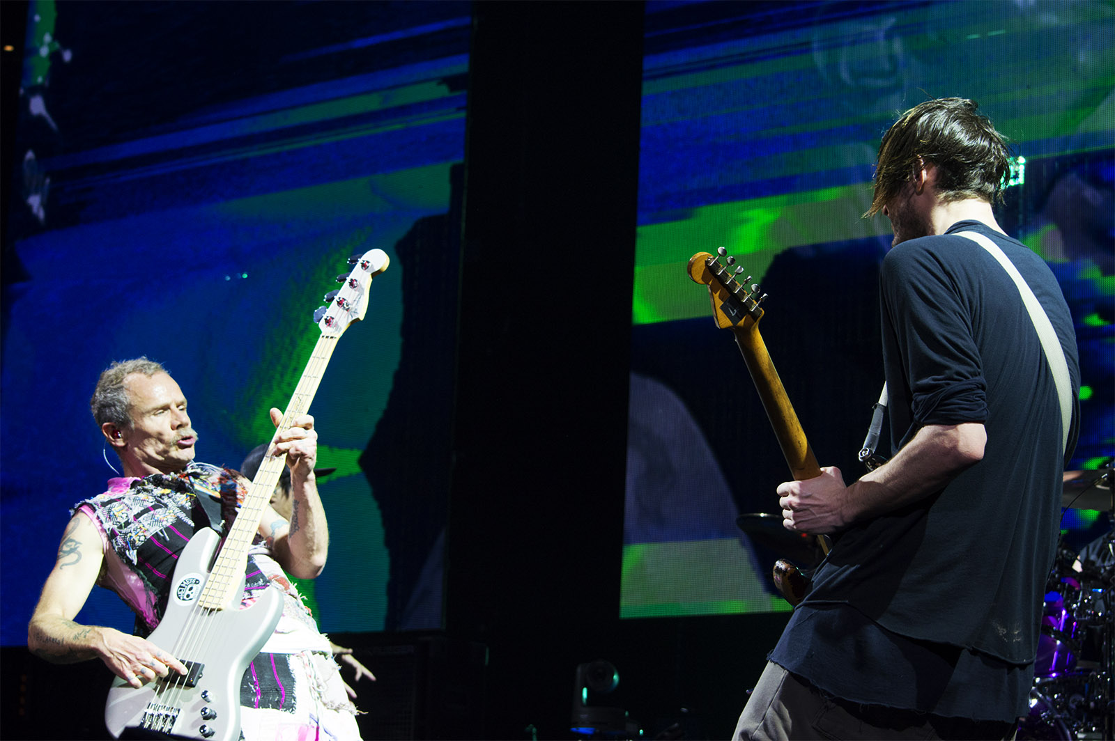 The Red Hot Chili Peppers perform at TD Garden Tuesday night. PHOTO BY VIGUNTHAAN THARMARAJAH/ DAILY FREE PRESS STAFF