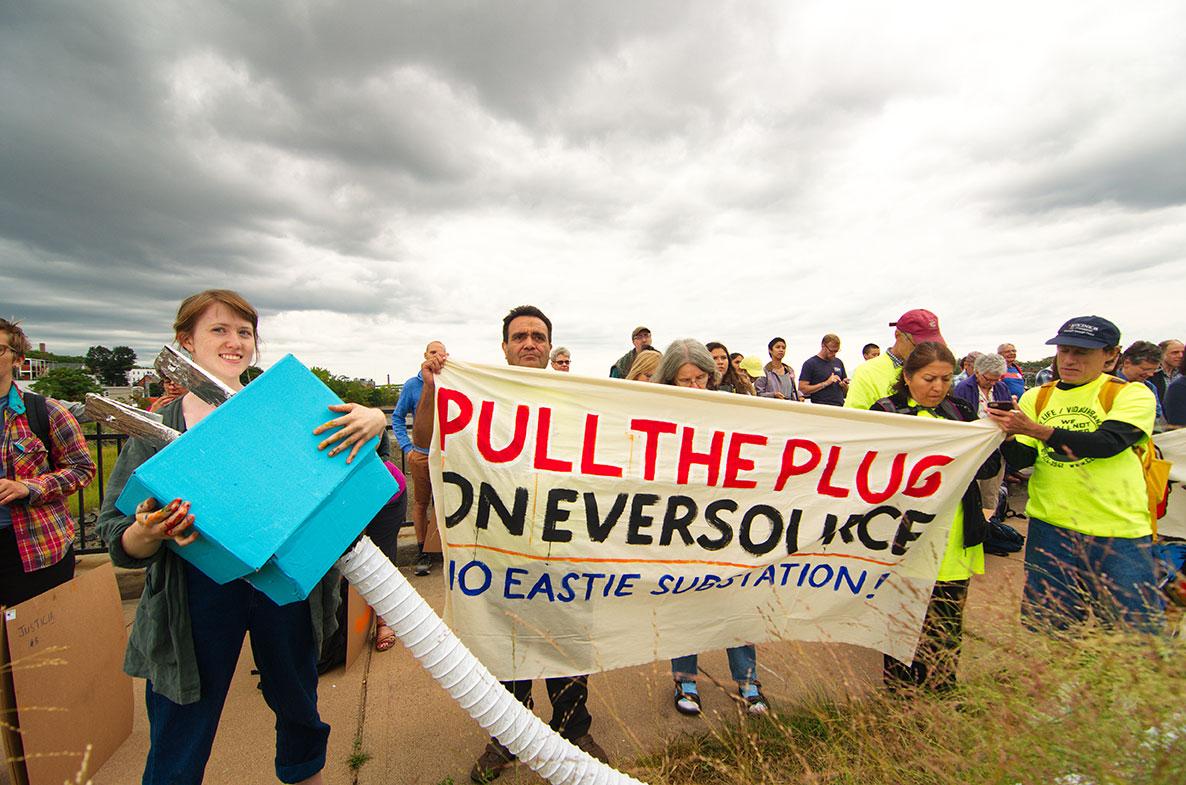 East Boston residents rallied against unfair evictions and a proposed substation site in a march Saturday afternoon. PHOTO COURTESY OF TROY SANKEY