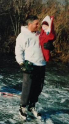 Even at just six months old, Doyle was out on the ice with his father, Philip. PHOTO COURTESY OF DOYLE SOMERBY