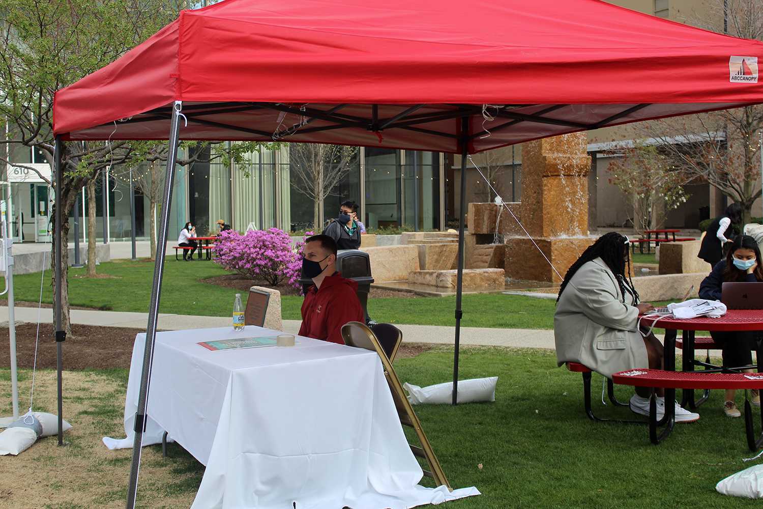 information tent for prospective students outside the college of communication at boston university