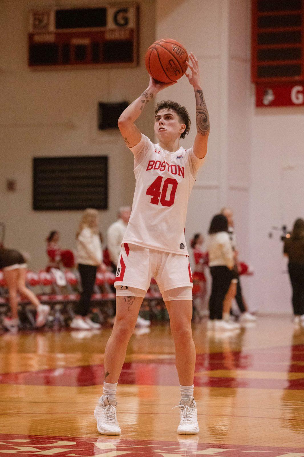Senior guard Sophie Beneventine (40) gets ready to shoot a basket in a previous game against Lehigh University on Feb. 28. The Terriers won against Colgate University, 52-40, making it to the Patriot League Championship. ZACH SCHWARTZ/DFP PHOTOGRAPHER