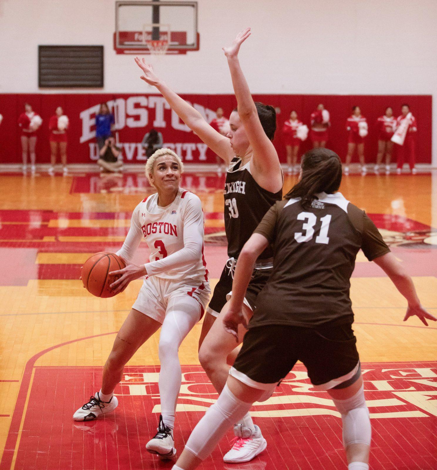 Senior guard Kelsi Mingo (3) looks to make a basket in a game against Lehigh University on Wednesday. The Terriers beat Lehigh 89-78. ZACH SCHWARTZ/DFP PHOTOGRAPHER