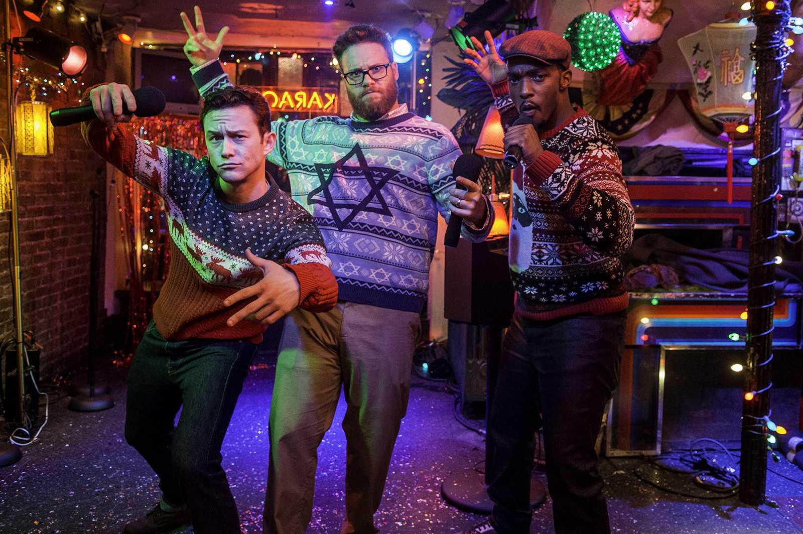 Joseph Gordon-Levitt, left, Seth Rogen, center and Anthony Mackie, right, star in Columbia Pictures' "The Night Before." PHOTO COURTESY COLUMBIA PICTURES