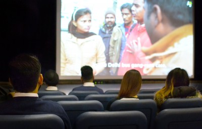 Members of Iota Nu Delta, a South Asian fraternity at BU, view a presentation about sexual assault in India at their annual Sexual Assault workshop Friday evening in the George Sherman Union. PHOTO BY SAVANAH MACDONALD/DAILY FREE PRESS STAFF