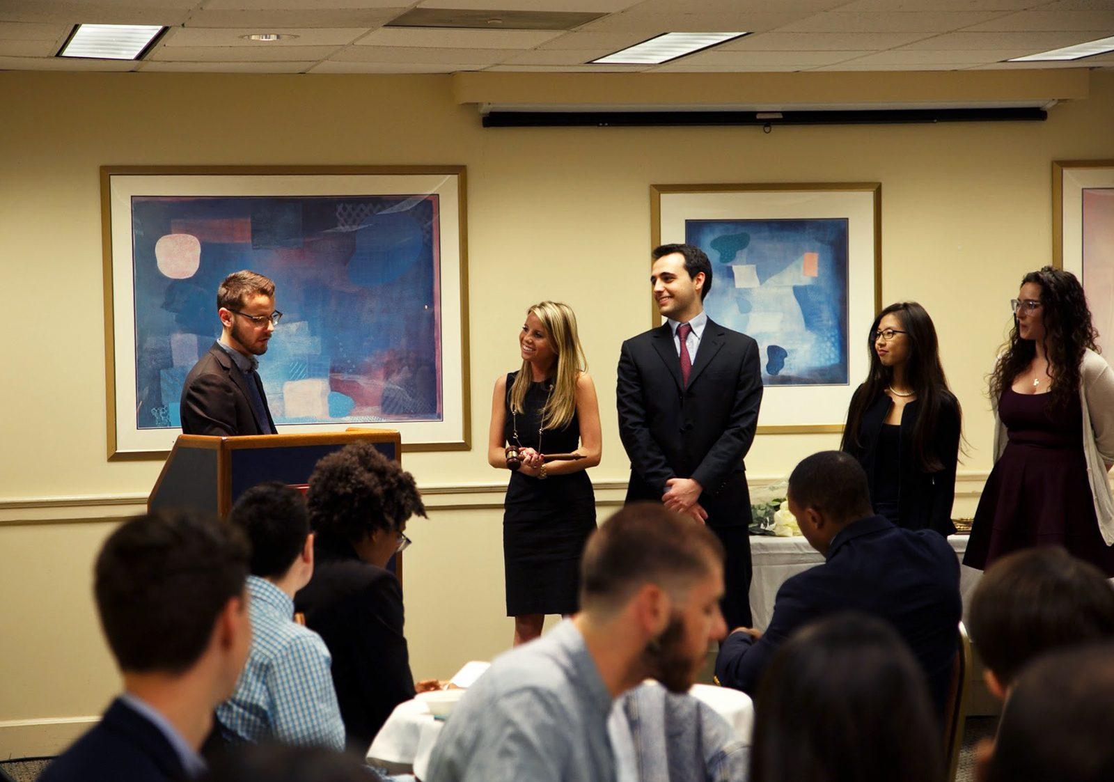 Boston University Student Government holds a ceremony Sunday night at the Terrace Lounge, recognizing the work done by SG members while passing on the gavel of responsibilities to the incoming SG slate. PHOTO BY HALEY ABRAM/ DAILY FREE PRESS STAFF