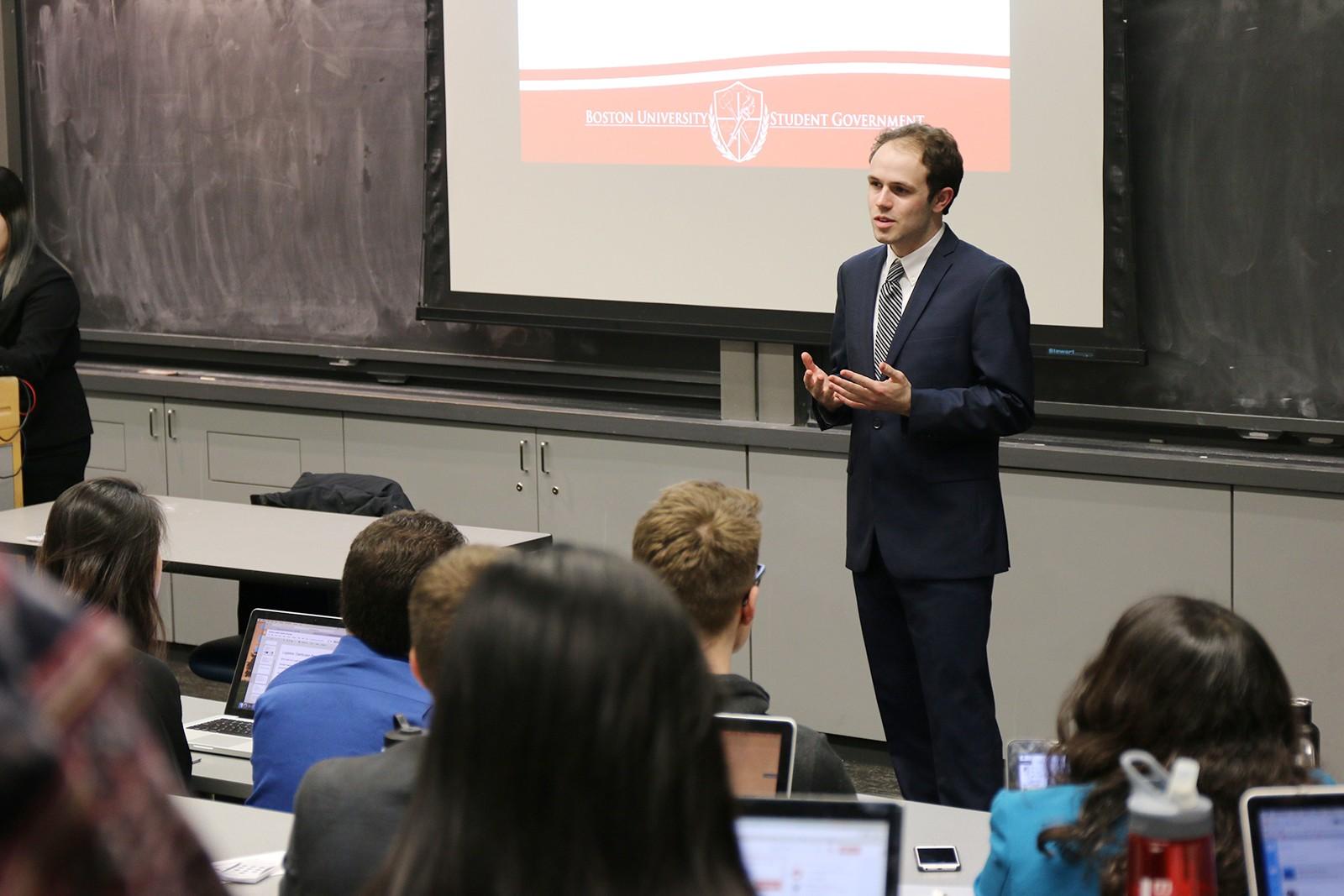 The Student Government Senate confirmed two new judicial commissioners — Desmond Molloy, a freshman in the College of Health and Rehabilitation Sciences and Brian Butler, a freshman in the College of Engineering — at their meeting Tuesday evening. PHOTO BY BRITTANY CHANG/DAILY FREE PRESS STAFF
