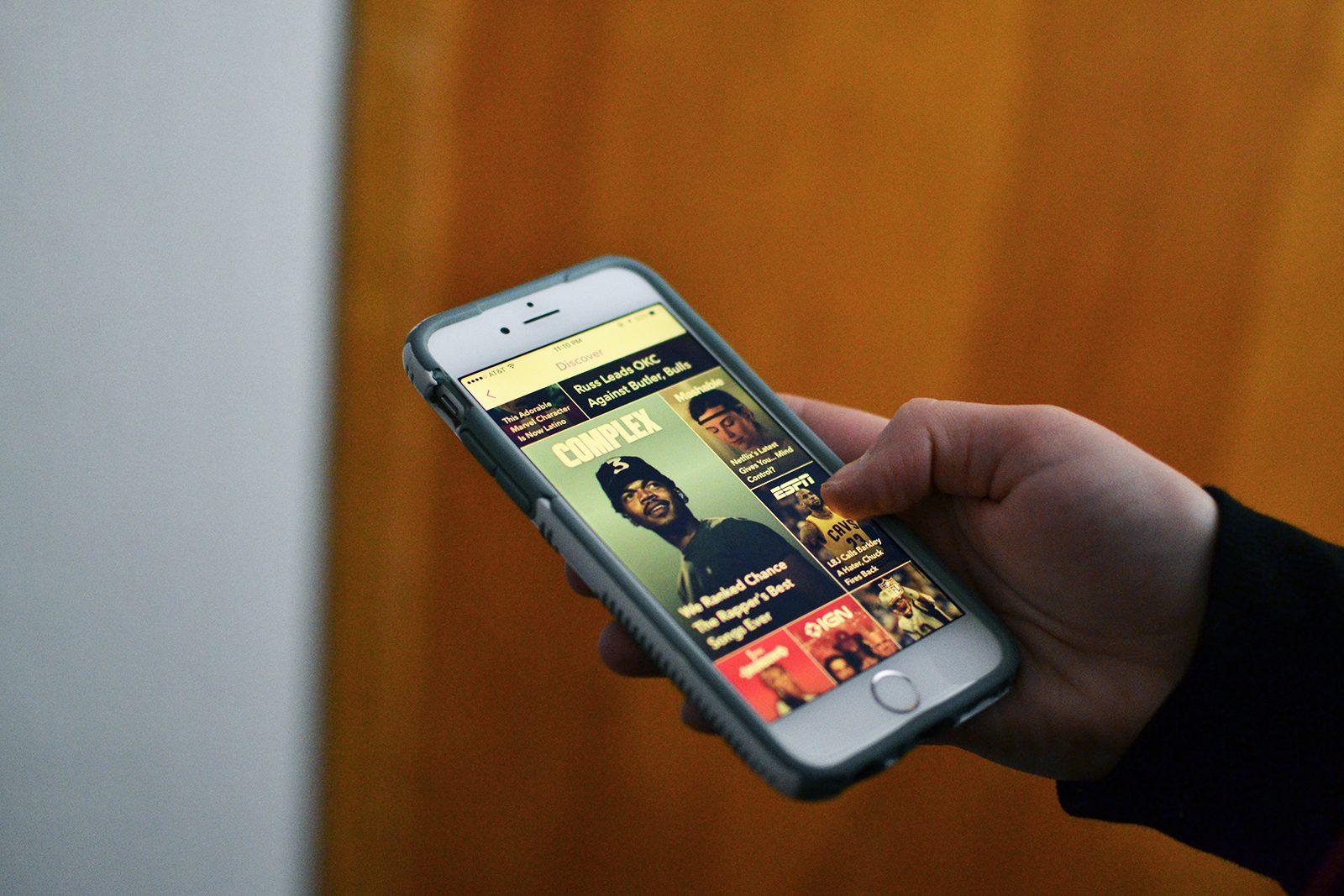 Snapchat clamps down on fake news by restricting how and what media outlets can post on Discover. PHOTO BY CHLOE GRINBERG/ DAILY FREE PRESS STAFF