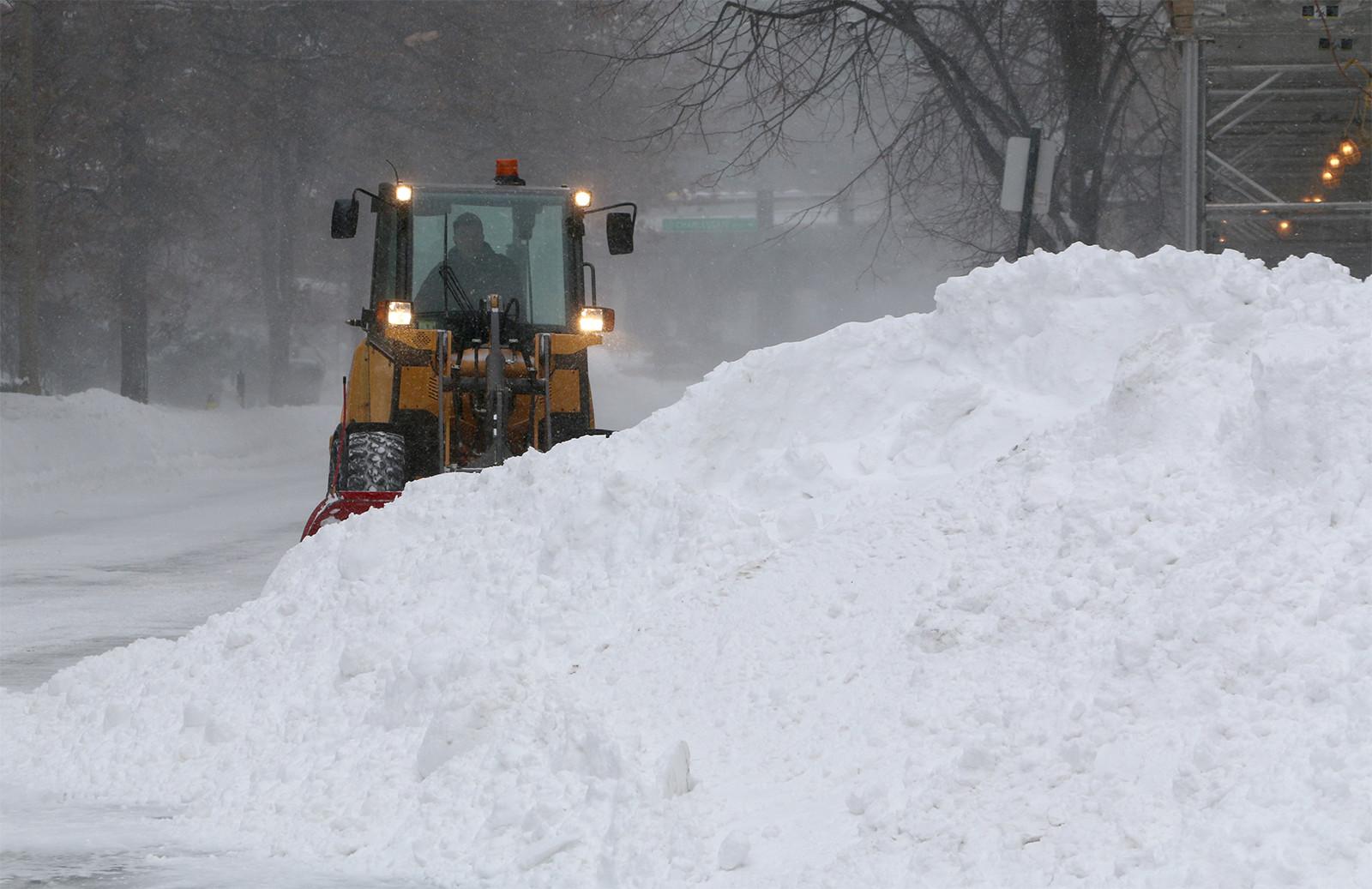 Boston Public Works plans to spread out the piles of snow over several locations this upcoming winter, instead of one large pile in South Boston. PHOTO BY OLIVIA NADEL/DFP FILE PHOTO