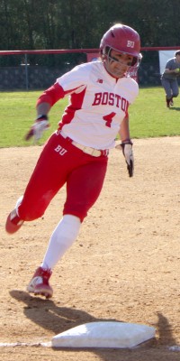 Gabi Martinez's late homer kept BU's hopes alive against its cross-town rival. PHOTO BY BRIGID KING/DAILY FREE PRESS STAFF