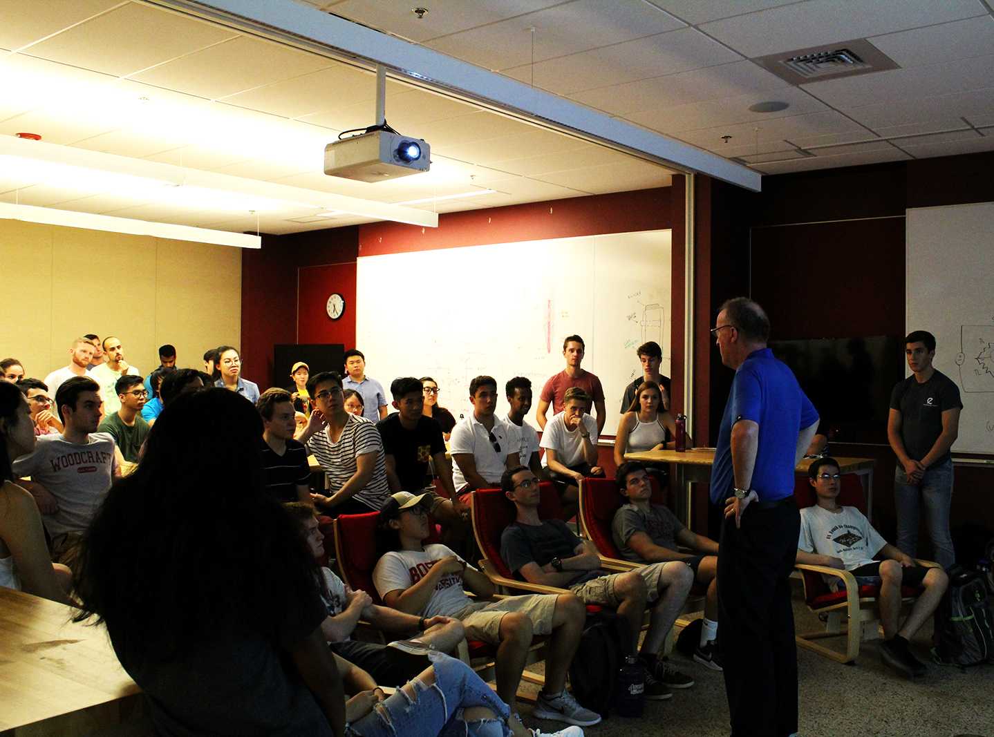 Boston University Undergraduate Entrepreneurship Club hosts the StartBU kickoff event at the College of Engineering's Engineering Production Innovation Center Monday night. PHOTO BY KATIE GODERE/ DAILY FREE PRESS STAFF