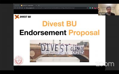 Boston University Student Government discusses Divest BU endorsement proposal