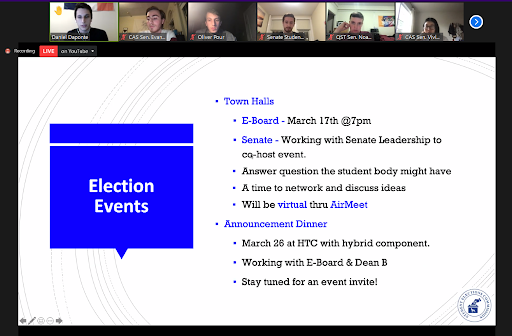 Boston University Student Government provided updates on elections and forthcoming events Monday. ANNA VIDERGAR/ DAILY FREE PRESS STAFF