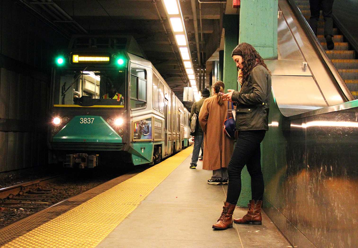Massachusetts Bay Transportation Authority trains are running at full service after winter weather related service interruptions, and refurbished Green Line trains will be released for service in April. PHOTO BY SARAH SILBIGER/DAILY FREE PRESS STAFF
