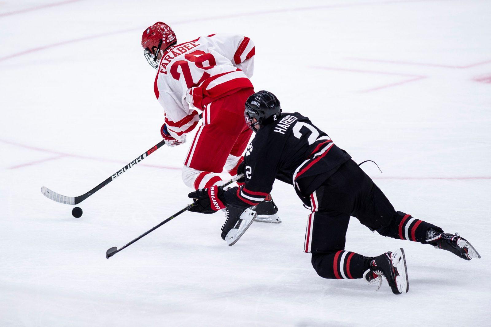 Freshman forward Joel Farabee scored the lone goal for BU in their 1-2 OT loss in the Beanpot Semifinal Monday night. MADDIE MALHOTRA FOR THE DAILY FREE PRESS 