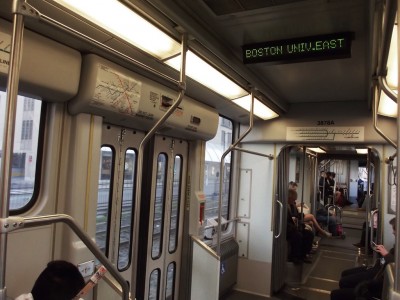 As of this weekend, the “Pay your fare, it’s only fair” message that once played on all above-ground Green Line stops was suspended due to customer complaints. PHOTO BY ADRIANA DIAZ/DAILY FREE PRESS STAFF