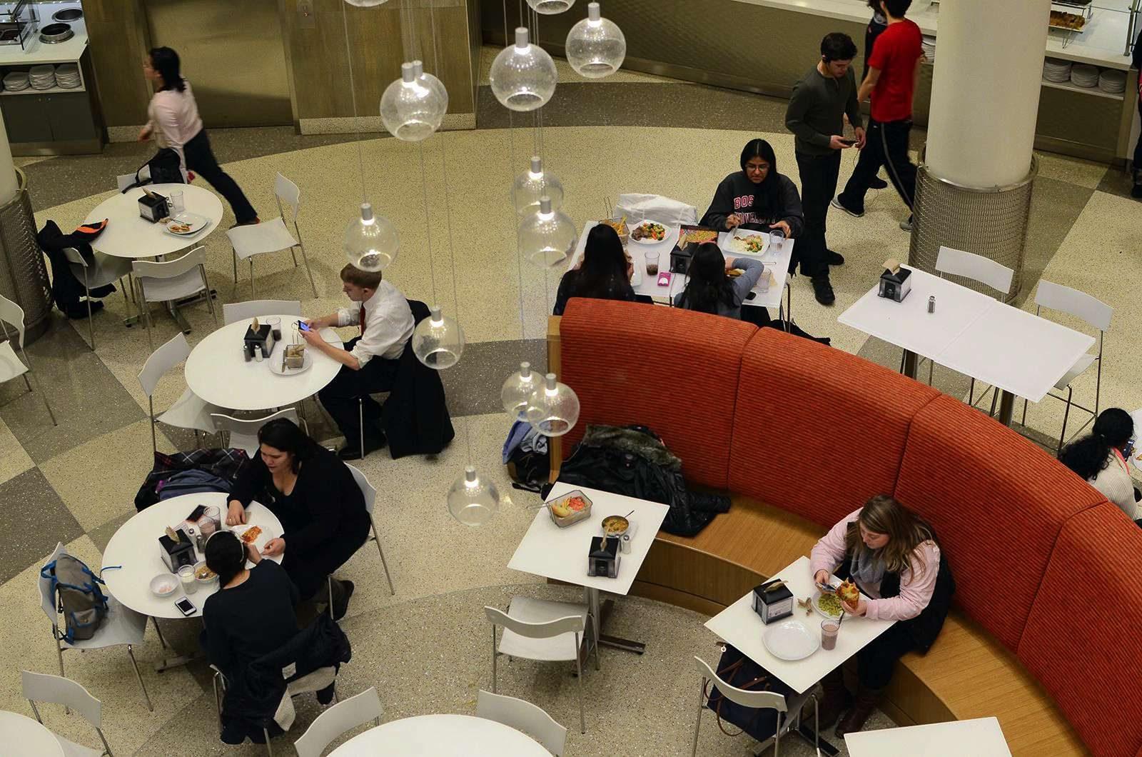 Marciano Commons on Bay State Road. According to the campus life edition of Back2BU, dining spaces at Boston University will limit capacities and mandate face coverings. MIKE DESOCIO/ DFP FILE 