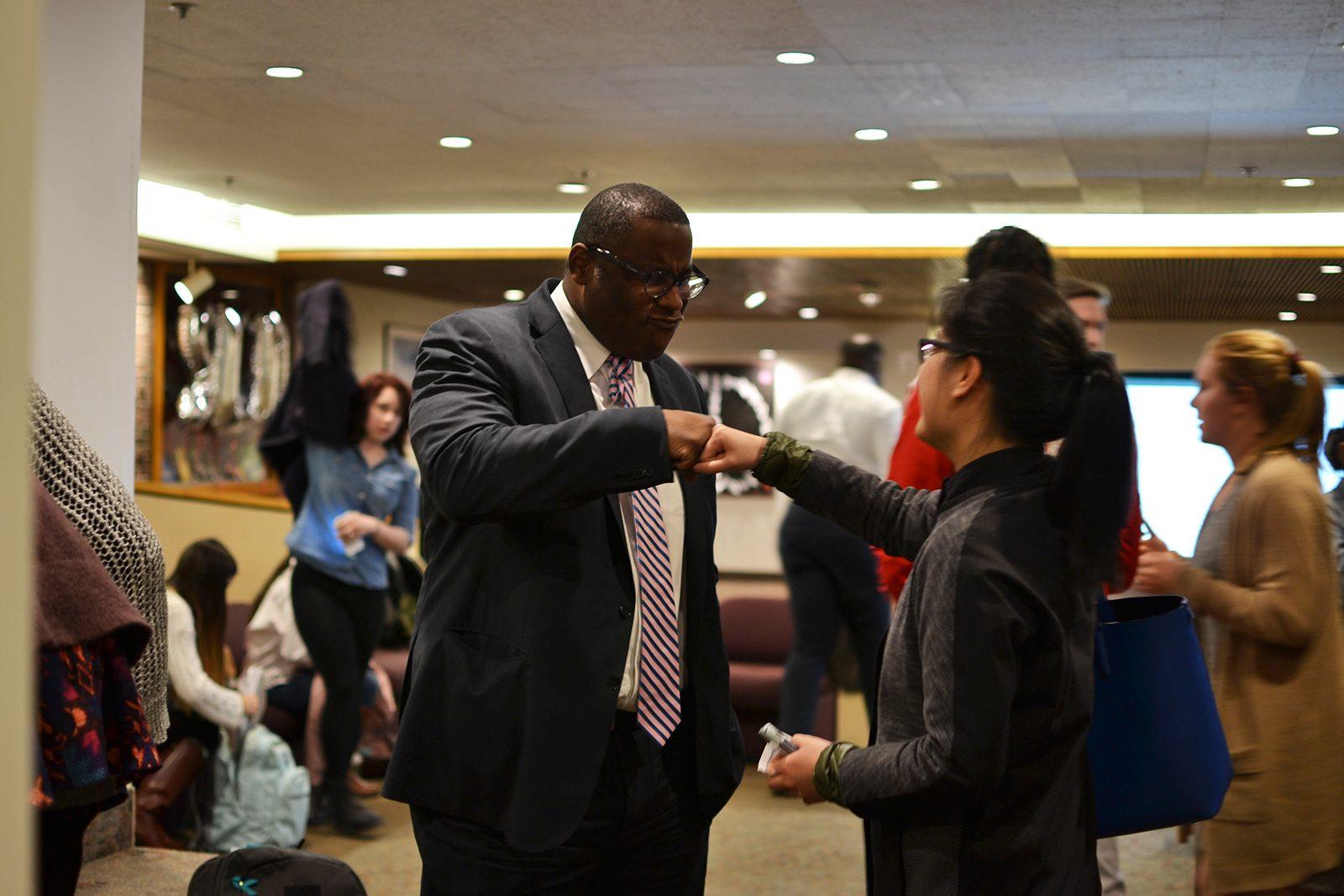 Boston City Councilor Tito Jackson comes to Boston University Tuesday night to speak about his plans and policies if elected mayor. PHOTO BY CHLOE GRINBERG/ DAILY FREE PRESS STAFF