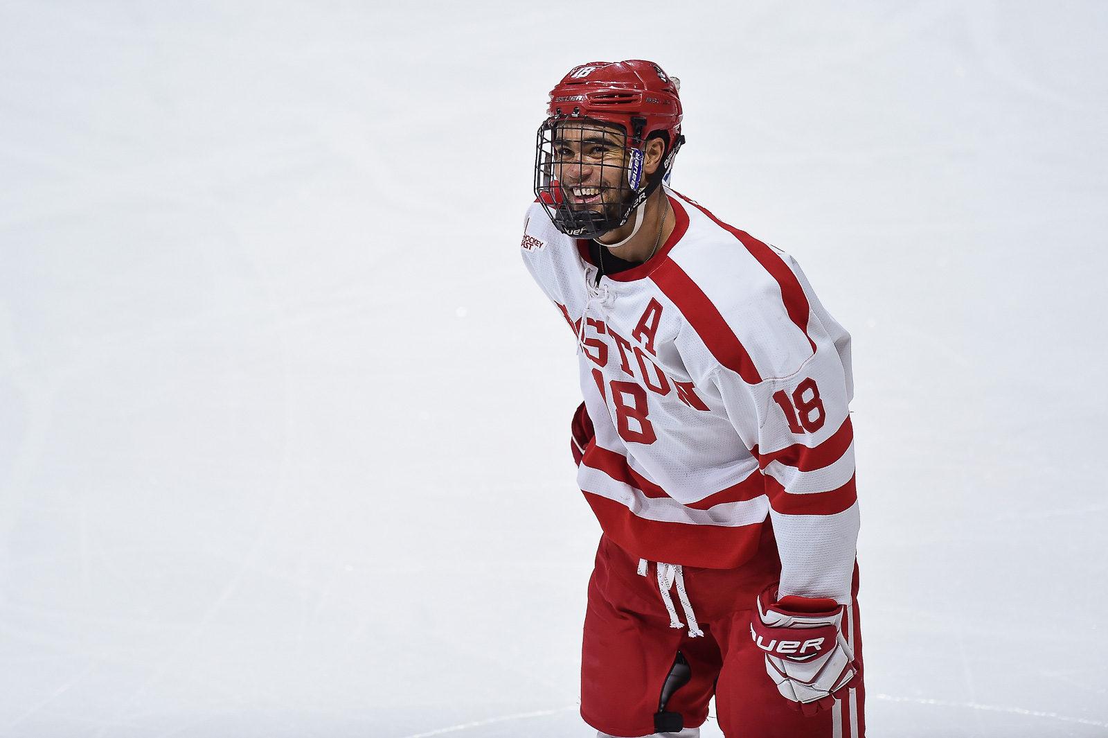 Junior forward Jordan Greenway will play for Team USA during the Olympics. PHOTO BY MADDIE MALHOTRA/ DAILY FREE PRESS STAFF