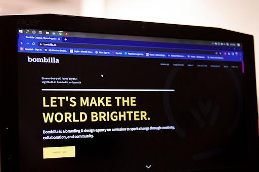 The Bombilla website. Bombilla is a mission-driven branding and design agency seeking social change and founded by Boston University alum Ivellisse Morales. COLIN BOYD/DFP STAFF