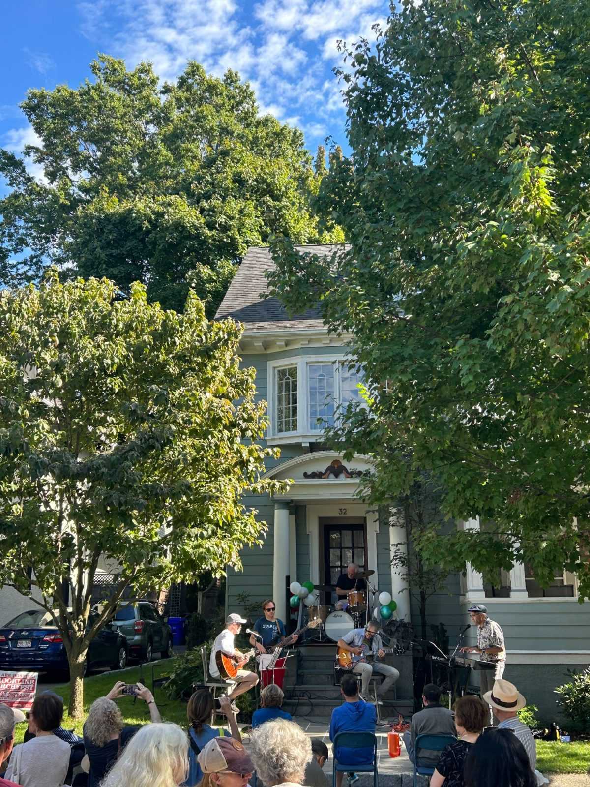 Tom Marton &amp; Pals perform at 32 Russell Street as part of Brookline Porchfest. Porchfest brings the community together through local band performances on the porches of Brookline residents. PHOTO BY SAM MANDALA
