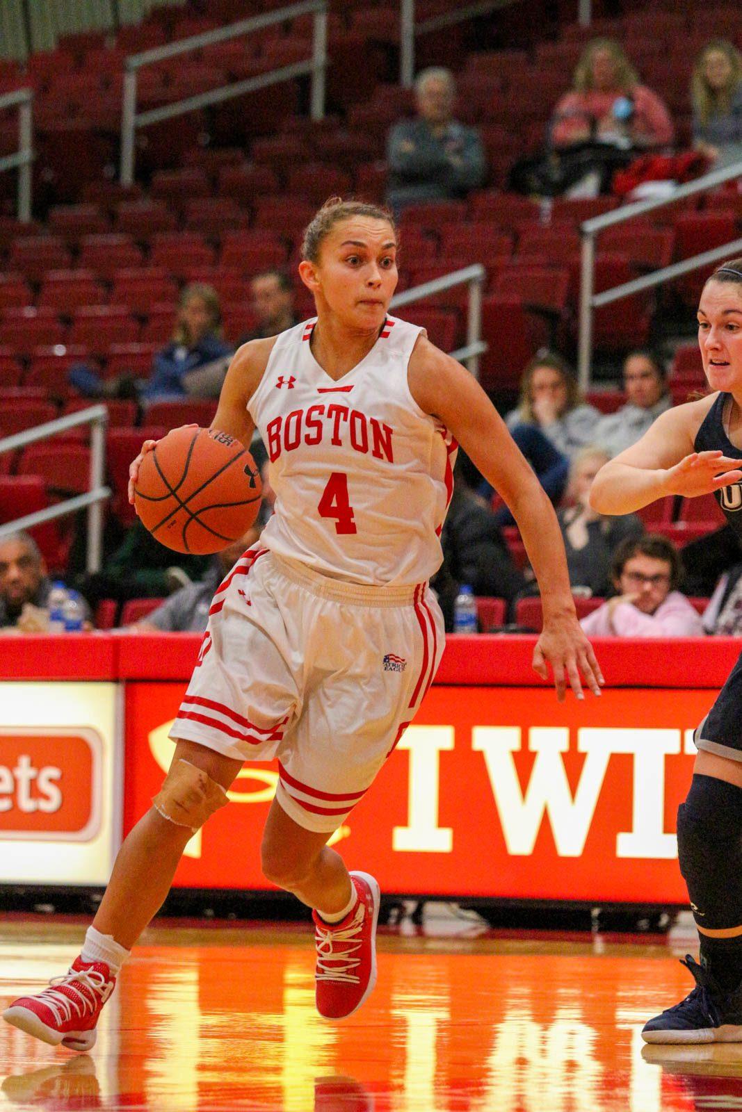 Senior guard Payton Hauck in a Nov. 28 game against the University of New Hampshire. Hauck earned her first career double-double Sunday with 11 points and 10 rebounds against the University of Delaware. MADISON EPPERSON/ DAILY FREE PRESS STAFF