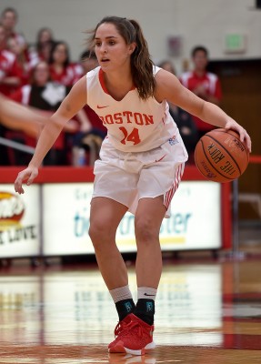 Junior Courtney Latham had a strong rain, registering eight points for BU. PHOTO BY MADDIE MALHOTRA/DAILY FREE PRESS STAFF