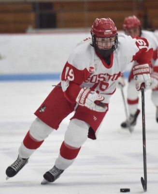 Sophomore Rebecca Leslie recorded three points against UNH on Saturday. PHOTO BY MADDIE MALHOTRA/DAILY FREE PRESS STAFF